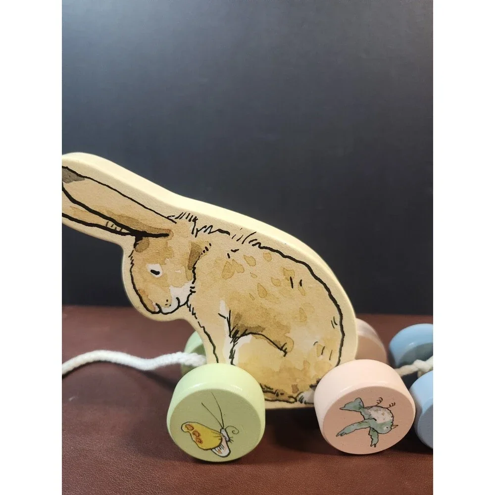 Guess How Much I Love You Wooden Pull Toy From Book 2023 Bunnies Snail Wheels